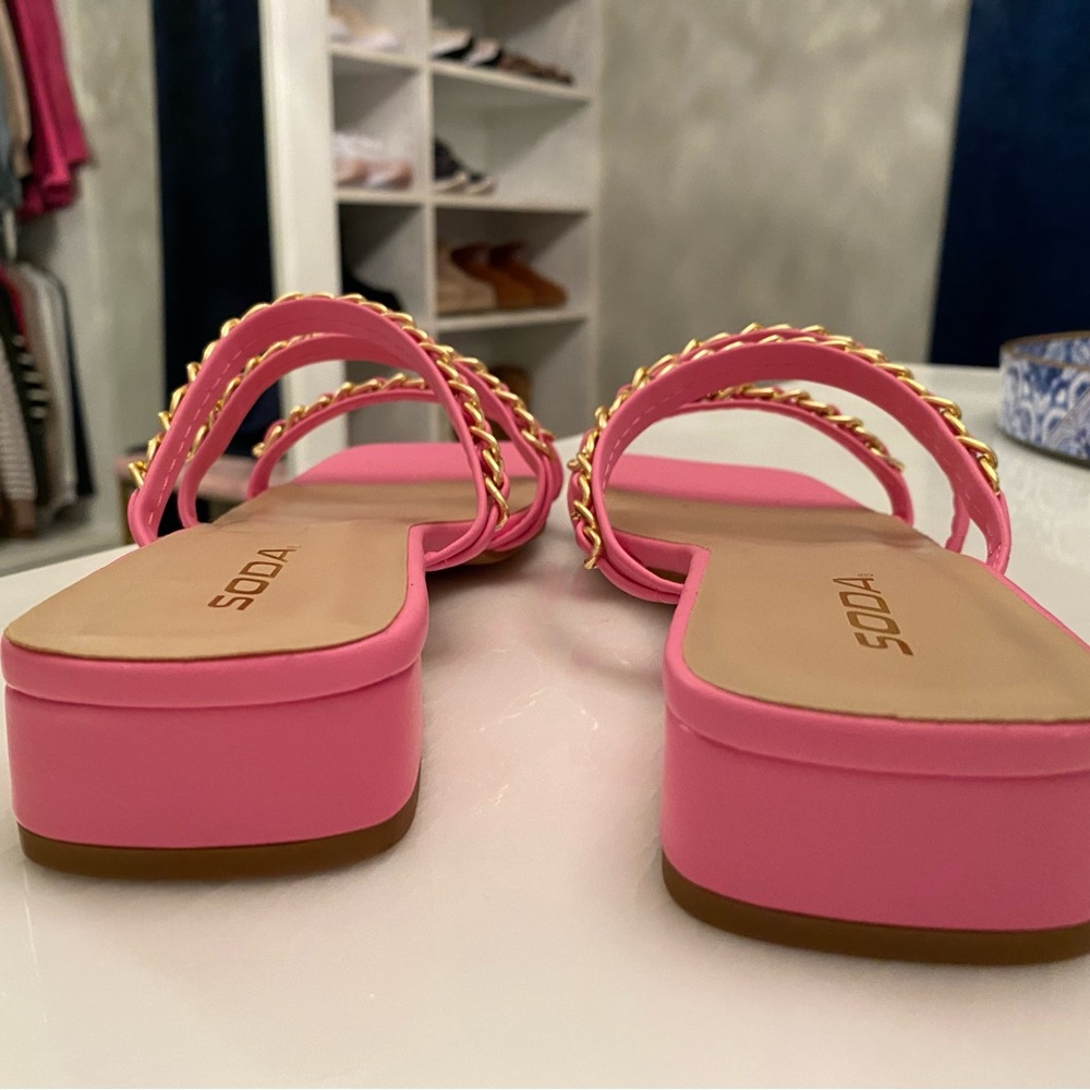 Soda Pink and Gold Chain Sandals - Picture 4 of 5